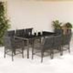 vidaXL Ensemble à manger de jardin 9 pcs coussins gris résine tressée
