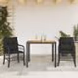 vidaXL Ensemble de bistro 3 pcs avec coussins noir résine tressée