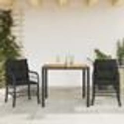 vidaXL Ensemble de bistro 3 pcs avec coussins noir résine tressée