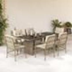 vidaXL Ensemble à manger de jardin et coussins 7 pcs beige poly rotin