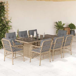 vidaXL Ensemble à manger de jardin et coussins 9 pcs mélange beige