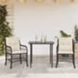 vidaXL Ensemble de bistro 3 pcs avec coussins noir résine tressée