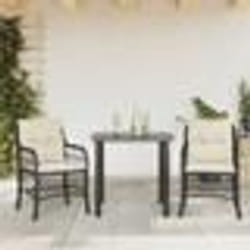 vidaXL Ensemble de bistro 3 pcs avec coussins noir résine tressée