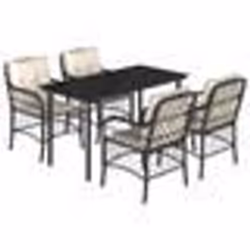 vidaXL Ensemble à manger de jardin coussins 5pcs Noir Résine tressée