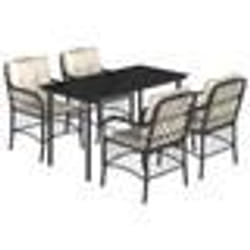 vidaXL Ensemble à manger de jardin coussins 5pcs Noir Résine tressée