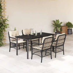 vidaXL Ensemble à manger de jardin coussins 5pcs Noir Résine tressée