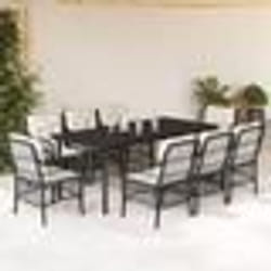 vidaXL Ensemble à manger de jardin 9pcs coussins noir résine tressée