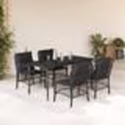 vidaXL Ensemble à manger de jardin coussins 5pcs Noir Résine tressée