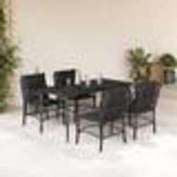 vidaXL Ensemble à manger de jardin coussins 5pcs Noir Résine tressée
