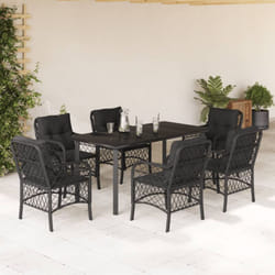 Ensemble à manger de jardin coussins 7pcs Noir Résine tressée Vidaxl
