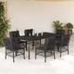 vidaXL Ensemble à manger de jardin coussins 7pcs Noir Résine tressée