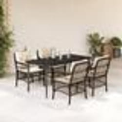 vidaXL Ensemble à manger de jardin 5 pcs et coussins marron poly rotin