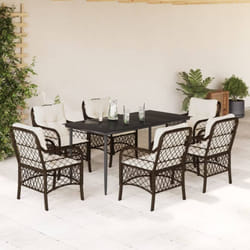 Vidaxl - Ensemble à manger de jardin et coussins 7 pcs marron rotin