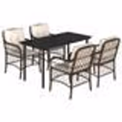 vidaXL Ensemble à manger de jardin 5 pcs et coussins marron poly rotin