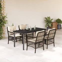Vidaxl - Ensemble à manger de jardin 5 pcs et coussins marron poly rotin
