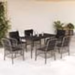 vidaXL Ensemble à manger de jardin et coussins 7 pcs gris rotin
