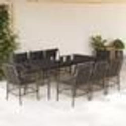 vidaXL Ensemble à manger de jardin 9 pcs coussins gris résine tressée