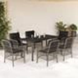 vidaXL Ensemble à manger de jardin et coussins 7 pcs gris rotin