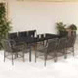 vidaXL Ensemble à manger de jardin 9 pcs coussins gris résine tressée