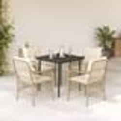 vidaXL Ensemble à manger de jardin avec coussins 5pcs Beige poly rotin