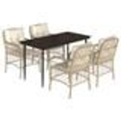 vidaXL Ensemble à manger de jardin avec coussins 5pcs Beige poly rotin