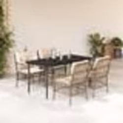 vidaXL Ensemble à manger de jardin avec coussins 5pcs Beige poly rotin