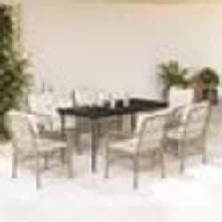 vidaXL Ensemble à manger de jardin et coussins 7 pcs beige poly rotin