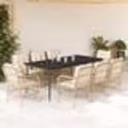 vidaXL Ensemble à manger de jardin et coussins 9 pcs beige Poly rotin