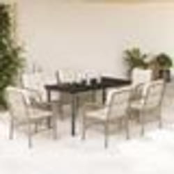 vidaXL Ensemble à manger de jardin et coussins 7 pcs beige poly rotin