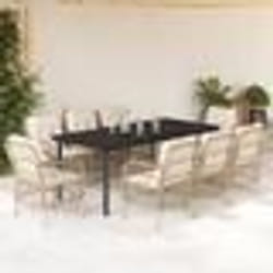 vidaXL Ensemble à manger de jardin et coussins 9 pcs beige Poly rotin