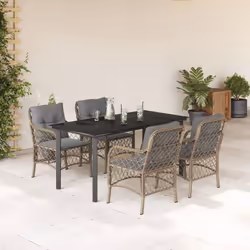 vidaXL Ensemble à manger de jardin coussins 5 pcs mélange beige rotin