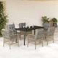 vidaXL Ensemble à manger de jardin coussins 7 pcs mélange beige rotin