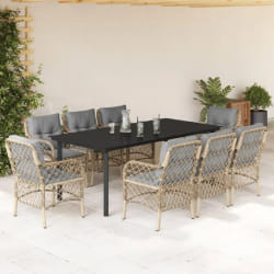 vidaXL Ensemble à manger de jardin et coussins 9 pcs mélange beige