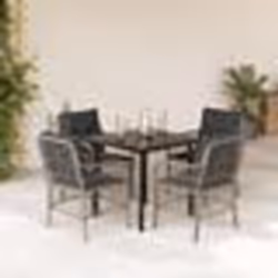 vidaXL Ensemble à manger de jardin et coussins 5 pcs gris clair rotin