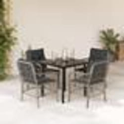 vidaXL Ensemble à manger de jardin et coussins 5 pcs gris clair rotin