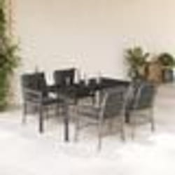 vidaXL Ensemble à manger de jardin et coussins 5 pcs gris clair rotin
