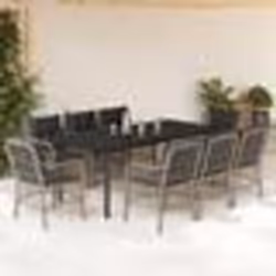 vidaXL Ensemble à manger de jardin et coussins 9 pcs gris clair rotin