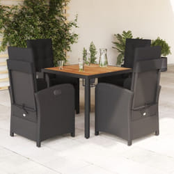 vidaXL Ensemble à manger de jardin coussins 5pcs Noir Résine tressée