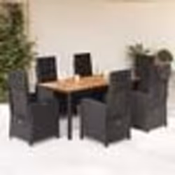 vidaXL Ensemble à manger de jardin coussins 7pcs Noir Résine tressée