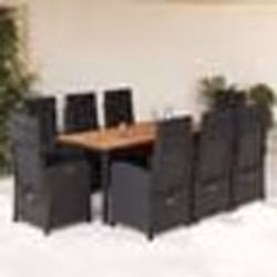 vidaXL Ensemble à manger de jardin 9pcs coussins noir résine tressée