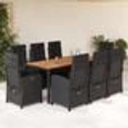 vidaXL Ensemble à manger de jardin 9pcs coussins noir résine tressée