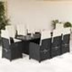 vidaXL Ensemble à manger de jardin 9pcs coussins noir résine tressée