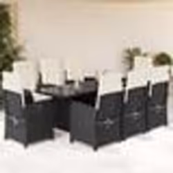 vidaXL Ensemble à manger de jardin 9pcs coussins noir résine tressée