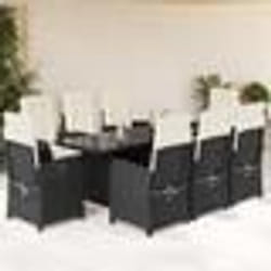 vidaXL Ensemble à manger de jardin 9pcs coussins noir résine tressée