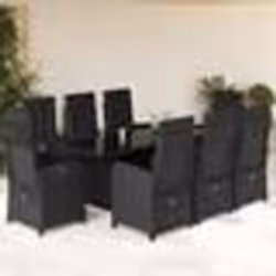 vidaXL Ensemble à manger de jardin 9pcs coussins noir résine tressée