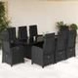 vidaXL Ensemble à manger de jardin 9pcs coussins noir résine tressée