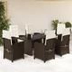vidaXL Ensemble à manger de jardin et coussins 7 pcs marron rotin