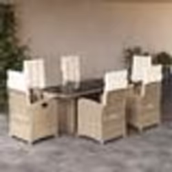 vidaXL Ensemble à manger de jardin et coussins 7 pcs beige poly rotin