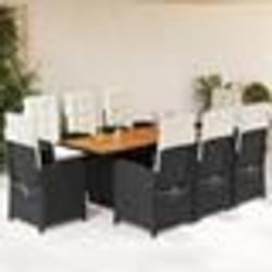 vidaXL Ensemble à manger de jardin 9pcs coussins noir résine tressée