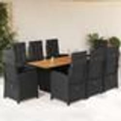 vidaXL Ensemble à manger de jardin 9pcs coussins noir résine tressée